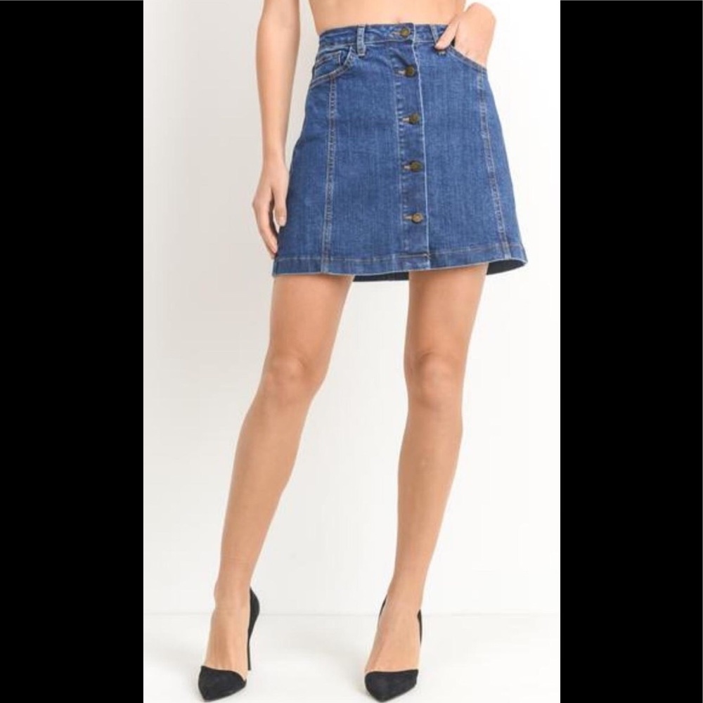 🆕Just Black Jean Button Down Skirt Size L